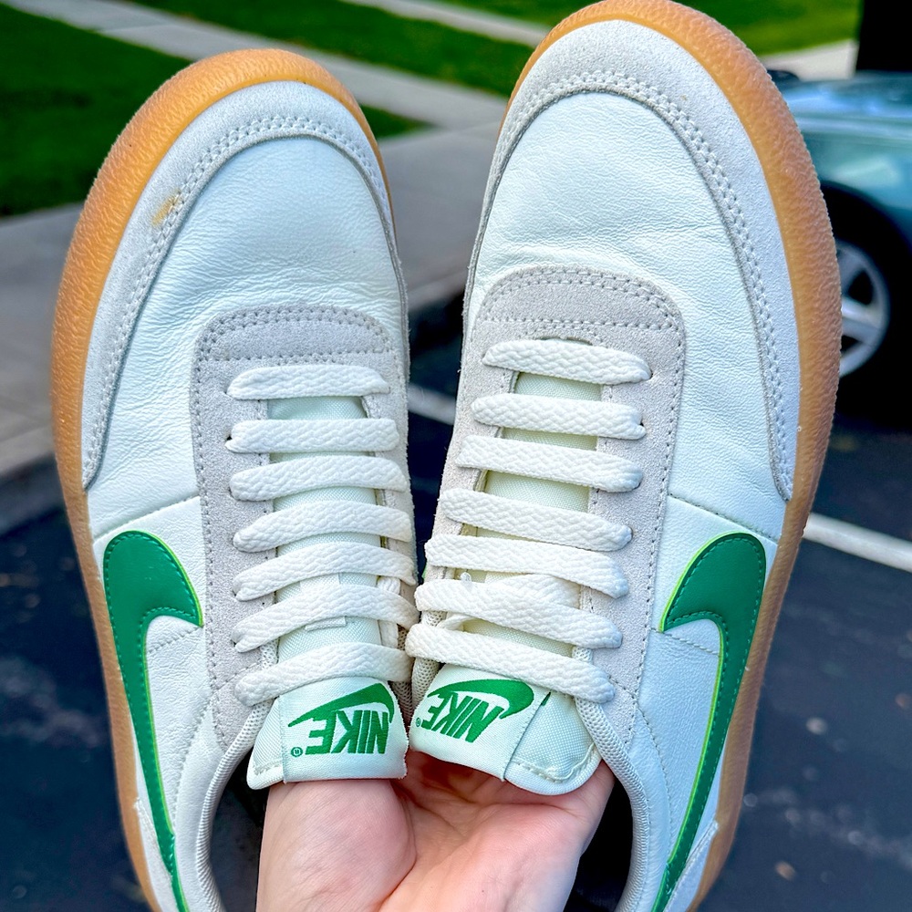 Nike Creamy White Leather/suede Green Swoosh check  Sneakers